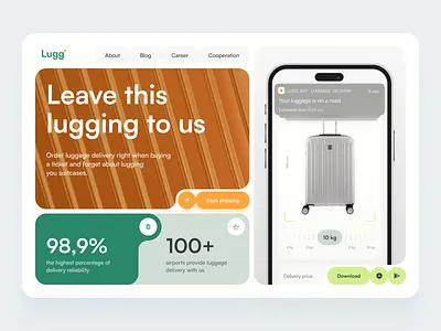 Luggage Delivery Service - Hero Baner airport app delivery desktop gps hero hero baner landing landing page logistics luggage navigation shipping ui web