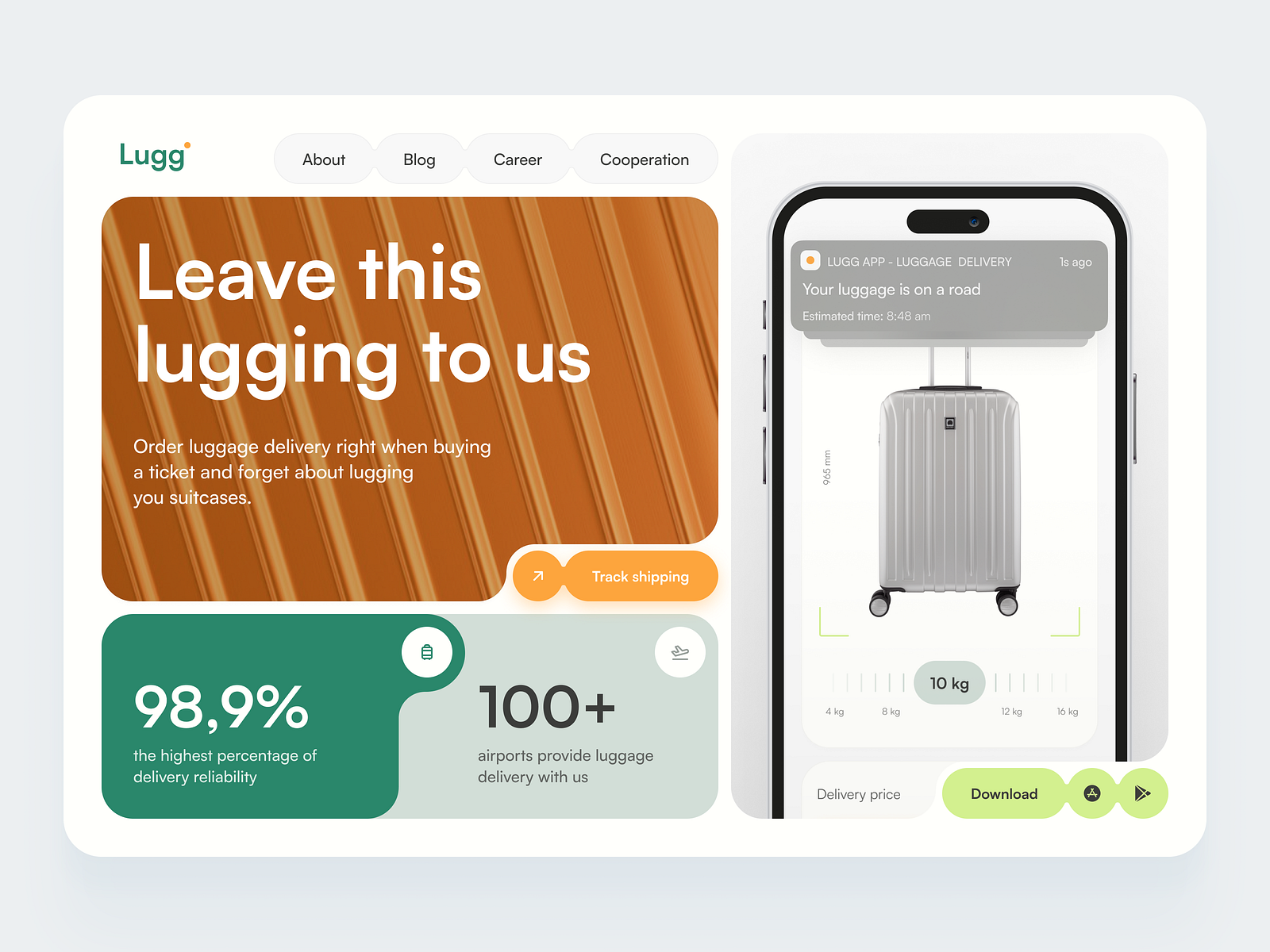 Luggage Delivery Service Hero Baner by Mariia Yarova for Qubstudio Digital Product Design