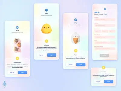 Entertainment and education app card child childcare children colorful concept design education entertainment form fun illustration input joy light mobile puzzle starter ui