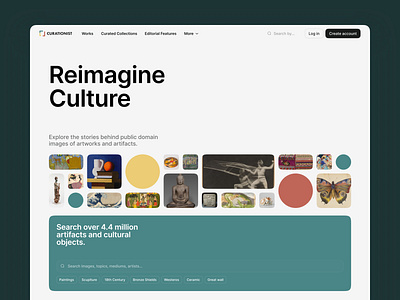 Homepage of a digital artwork gallery. art artwork clean culture design digital fresh gallery homepage significa ui ux web website