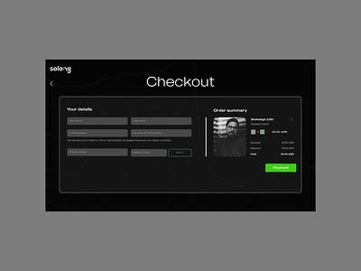 Checkout page for Solong.live checkout page design figma home page ui ux website