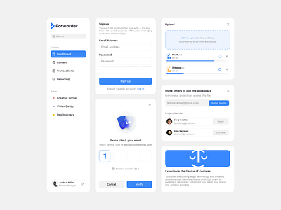 UI Components b2b blog clean crm crm components design file password profile saas side menu sign up ui ui component uidesign upload upload file uxui verification