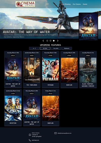 Cinemawebhost - platform for cinema websites artwork cinema design host movies platform posters website