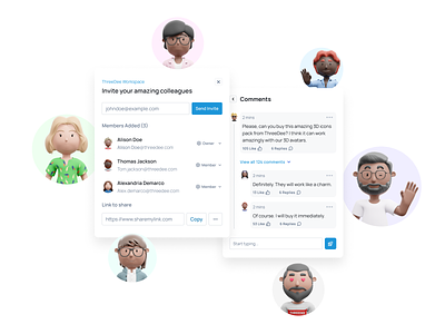 ThreeDee Workspace 3d 3d avatars avatars blender branding chat chat design cute design figma graphic design illustration illustrations kawaii library resources sketch threedee ui workplace