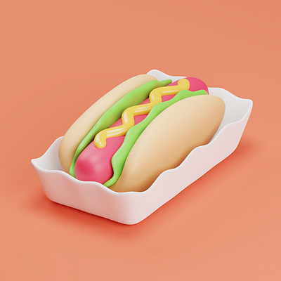 Hotdog 🌭~ 3d 3d illustration blender design food hotdog icon illustration