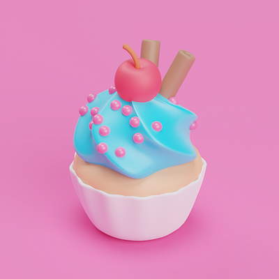 Cupcake 🧁~ 3d 3d illustration blender cupcake design food icon illustration