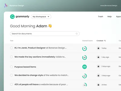 Grammarly | Desktop App Redesign app branding dashboard design desktop desktop app documents manager file manager fresh grammarly graphic design home homepage identity landing page minimal typography ui ux web
