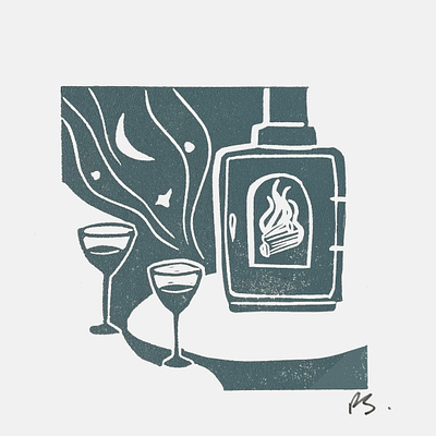 Stove Wines design graphic design illustration linoprint wine