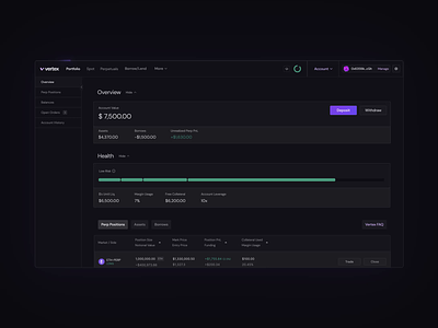 Vertex - Deposit Flow animation blockchain coinbase crypto dapp dashboard defi dxdy exchange fintech motion trading uidesign uniswap uxdesign uxui