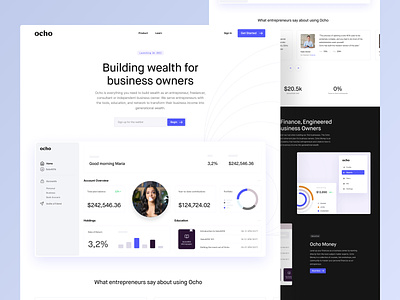 Ocho - Homepage branding dashboard features finance landing page logo pricing product visual testimonials user experience visual identity
