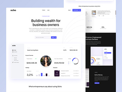 Ocho - Homepage branding dashboard features finance landing page logo pricing product visual testimonials user experience visual identity