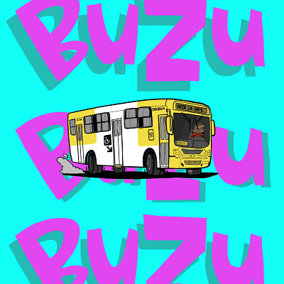 "Buzu da Arte" - Art bus of Salvador bus cyan design illustration lettering pink ui yellow