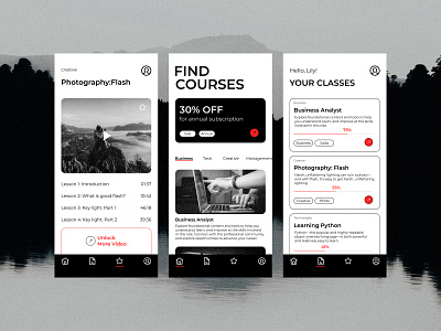 Online Courses app black course design education iphone lesson mobile online shot site ui uiux web webdesign white