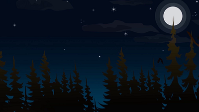 Night in forest animation illustration