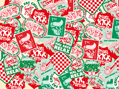 The Fat Crust sticker set branding graphic design illustration