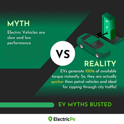 Electric Vehicle Myths busted By ElectricPe electric car electric scooter electric vehicle ev ev charging stations graphic design
