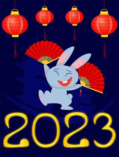 Funny Rabbit in China animal calendar cute design funny graphic design illustration newyear pictures rabbit stikers