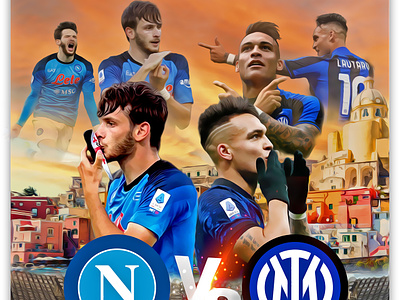 SSC Napoli vs Inter Milan design football forbal graphic design inter kvara lautaro milan napoli score