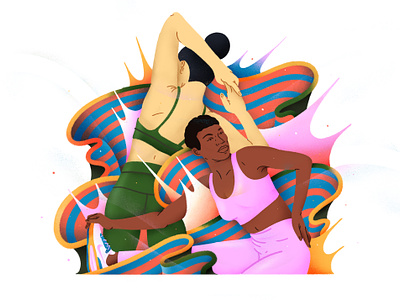 Reaching for the Sky: A Dance of Color and Movement action gradient illustration movement olyimpics sport sporty stretchingstretching