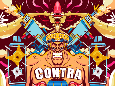 Contra Poster art cartoon classic comic design digital art fanart games graphic design illustration illustrator poster retro videogames