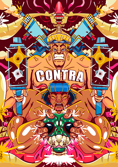 Contra Poster art cartoon classic comic design digital art fanart games graphic design illustration illustrator poster retro videogames