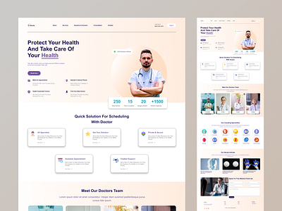 Docta - 🩺 Landing Page Design 👨‍⚕️ app branding design doctor graphic design help illustration logo typography ui uiux ux vector website design