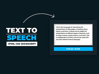 JavaScript Text To Speech Converter css divinectorweb frontend html javascript javascript projects text to speech converter