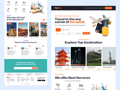 FedTrip - ⛺ Landing Design app branding design explore graphic design help illustration landing page logo place travel trip ui vector