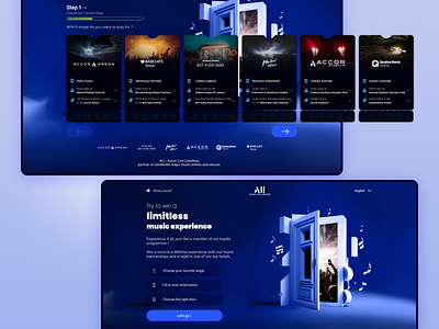 Music Doors for ALL, Desktop version accor all cards design desktop door festival landing page list music step ui ux web web design