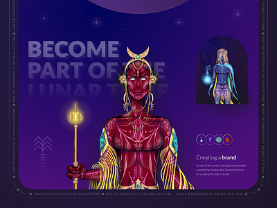 Lunar Tribe - Cultural NFT project behance black blur case dark dark theme dark ui desktop figma gradient illustration landing nft typography ui ux web3