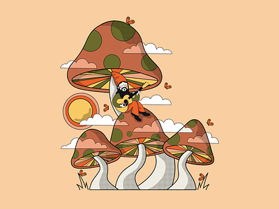 Gnome n' Shrooms 70s design digital art gig poster gnome graphic design groovy illustration mushrooms poster design retro vector