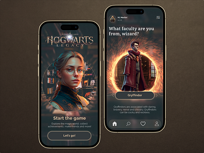 Hogwarts Legacy Mobile App design graphic design gryffindor harry potter harrypotter hogwarts hogwartslegacy mobile ui