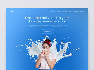 Milk Delivery Online Service Landing Page design food delivery landing page milk minimal online grocery ui uidesign uiux ux web design website design