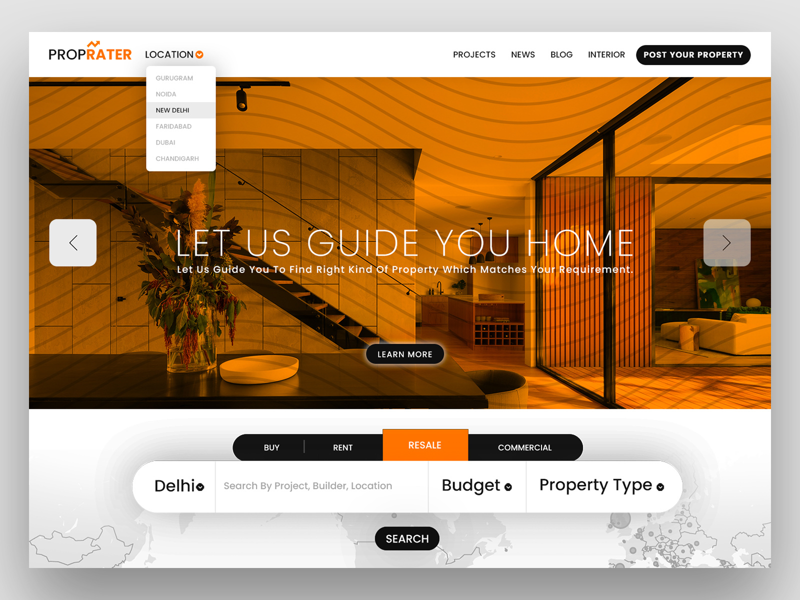 Proprater - Real Estate Landing Page animation art branding business creative design digital graphic design home housing interior logo photoshop property rating real estate responsive ui web web design