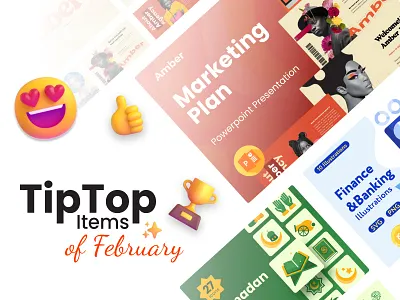 Premast - TipTop Items of February 🌟 🚀 business creative design graphic design illustration powerpoint powerpoint template presentation ramdan ui