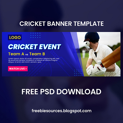 Cricket Championship Banner Free PSD Template Download banner banner ad branding cricket banner cricket championship design graphic design psd download psd mockup psd template ui