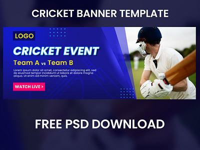 Cricket Championship Banner Free PSD Template Download banner banner ad branding cricket banner cricket championship design graphic design psd download psd mockup psd template ui