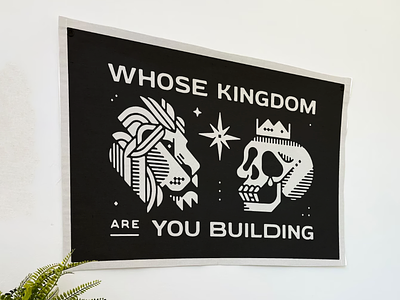 Whose Kingdom? advice flag illustration jesus kingdom lion question quote skull star texture vintage wisdom