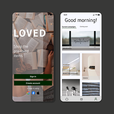 Pre-loved app/e-commerce design graphic design product typography ui ux
