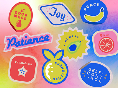 Cutie Fruit of the Spirit Sticker Pack branding church graphics design graphic design illustration stickers typography vector