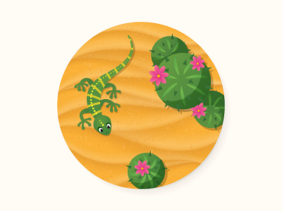 Desert scene 2d africa cactus cartoon children cute desert design game illustration kid lizard nature packaging sand scene top view vector view