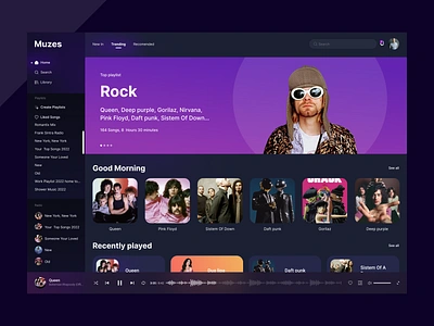 Music Dashboard album artist audio audio player clean dark ui dashboard listen music minimal modern music music player music portal player playlist singing song sound spotify track