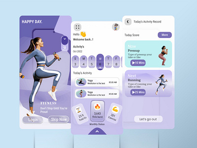 Fitness App design design fitness app health app illustration ui yoga app