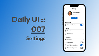 Daily UI :: 007 - Settings app dailyui dailyui007 dailyuichallange design settings ui uidesign ux uxdesign
