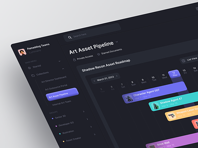 SaaS Platform for Game Studios and Publishers agenda clean dark mode dashboard design maintain management manager meeting plan product design project project manager schedule task team to do ui ui design uiux