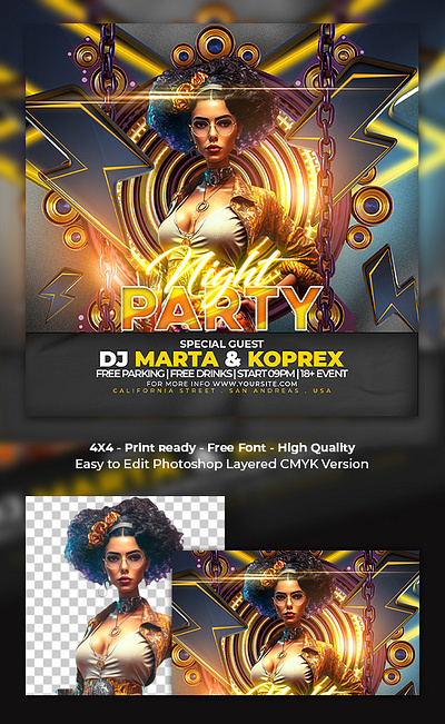 Night Club Flyer banner design disco facebook flyer graphic design instagram music square