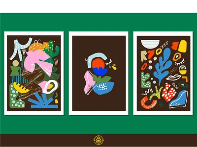 Colorful Abstract Floral Posters abstract apparel art color colorful designer flat flower illustration matisse memphis modern pattern poster print printable shapes surface textile wall