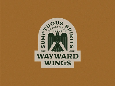 wayward wings badge bar bird brand branding graphic design illustration illustrator lockup spirits texture typography vintage wayward wings