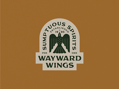 wayward wings badge bar bird brand branding graphic design illustration illustrator lockup spirits texture typography vintage wayward wings