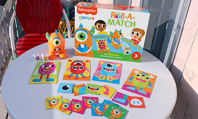 Roll-A-Match Game Packaging cards childrens game game packaging illustration kids matching matching game monster playing cards preschool